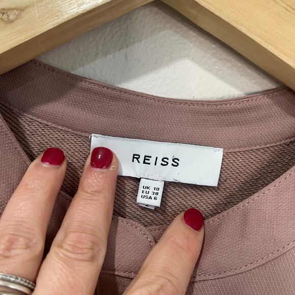 REISS Pink Button Front Belted Mini Dress Size 6 Chic Workwear Cotton Blend - Picture 8 of 13